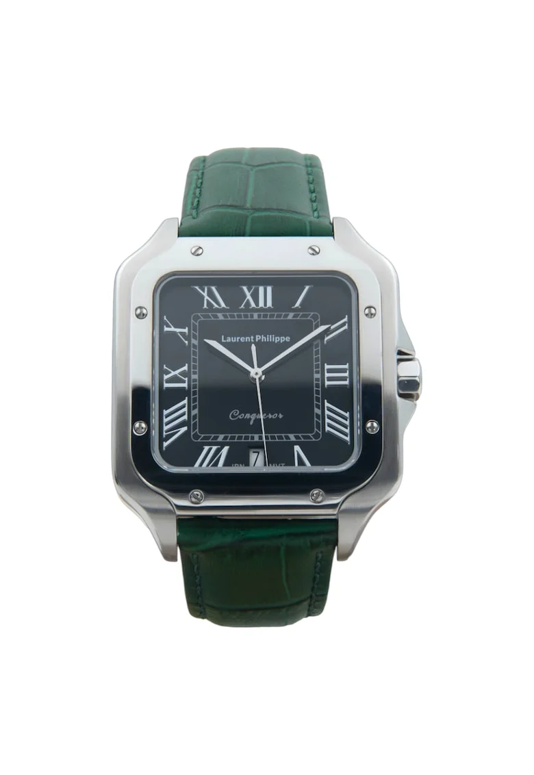 Ceas barbatesc  Black Orlov Tsavorite Temptation, cadran negru, curea piele, mecanism quartz, inox