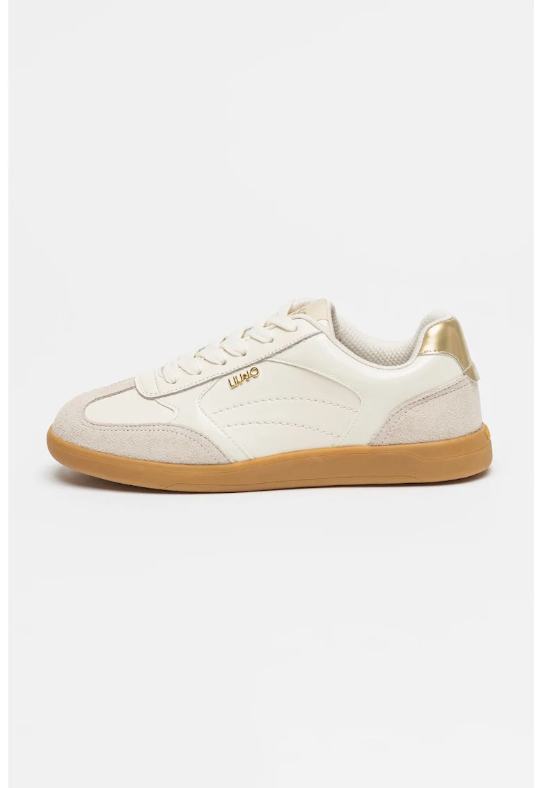 Pantofi sport cu garnituri de piele intoarsa, Gri deschis/Alb murdar