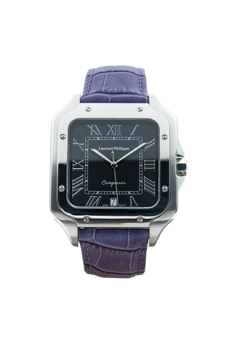 Ceas barbatesc  Black Orlov Orchidée Nocturne, cadran negru, curea piele, mecanism quartz, inox