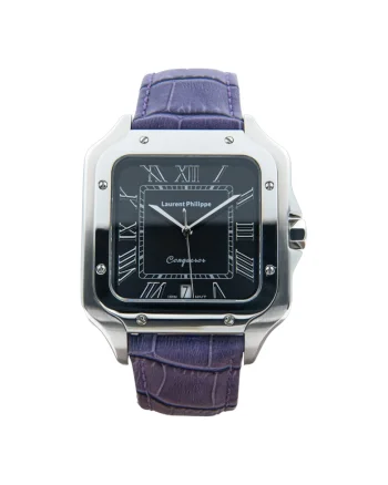 Ceas barbatesc  Black Orlov Orchidée Nocturne, cadran negru, curea piele, mecanism quartz, inox