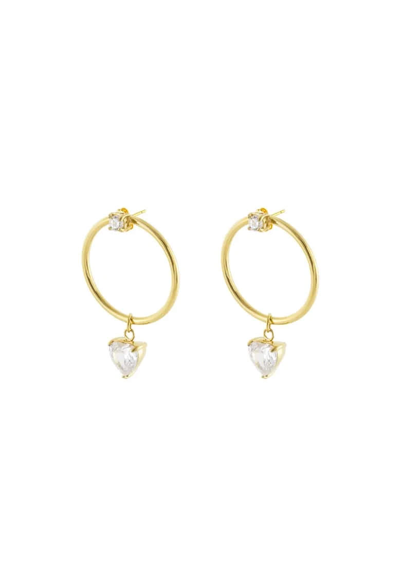 Cercei placati cu aur de 18K si zirconia, Auriu