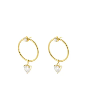 Cercei placati cu aur de 18K si zirconia, Auriu