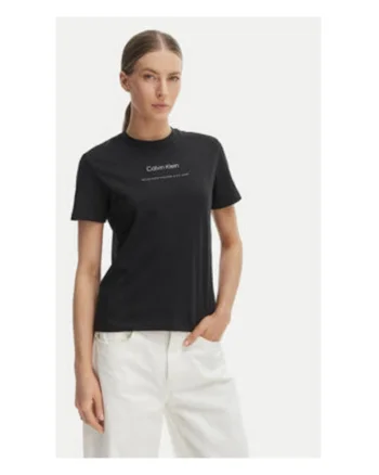 Tricou din bumbac cu decolteu la baza gatului si logo pe piept