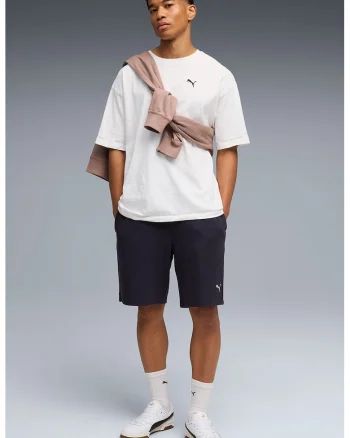 Pantaloni scurti din amestec de bumbac cu logo, Alb/Negru