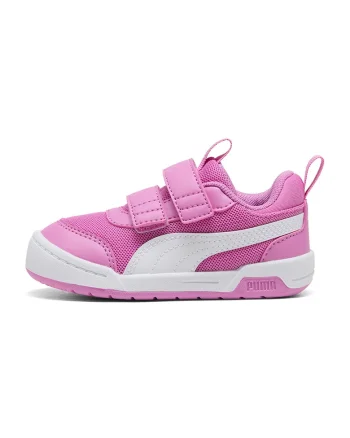 Pantofi sport Multifex 2 din plasa si piele ecologica cu benzi velcro, Alb/Roz orhidee