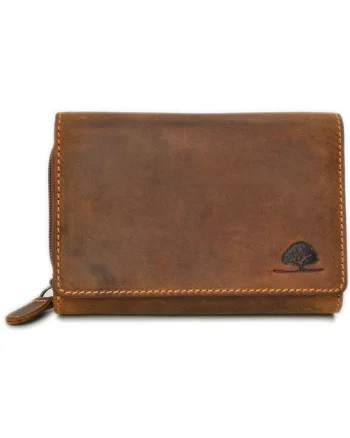 Portofel unisex piele naturala maro antichizat 14.5 x 10 cm, Vintage,