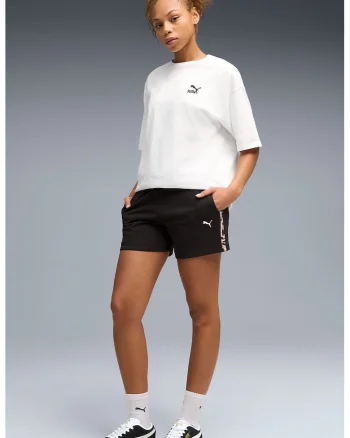 Pantaloni scurti de trening din amestec de bumbac, Negru