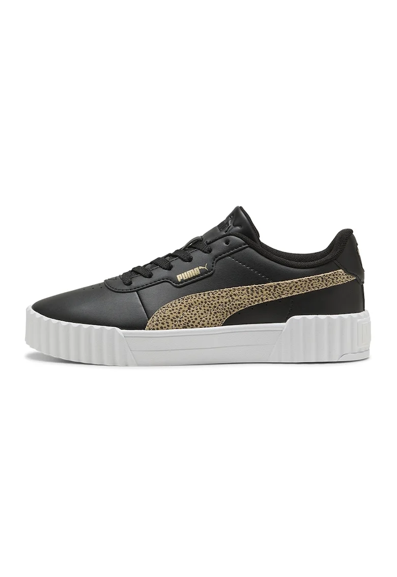 Pantofi sport Carina 3.0 Topcat din piele ecologica cu insertie din piele intoarsa, Negru/Alb optic/Bej deschis