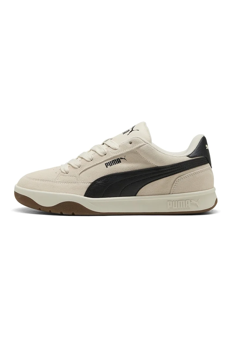 Pantofi sport Park LT din piele intoarsa cu logo contrastant, Negru/Caramel/Bej deschis