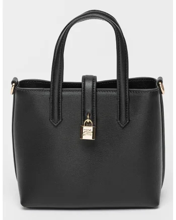 Geanta de piele cu maner Autograph, Negru