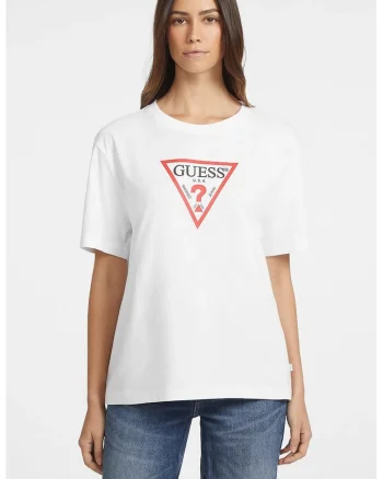 Tricou lejer cu decolteu la baza gatului, Rosu/Alb
