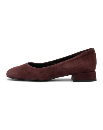 Pantofi de piele intoarsa cu toc patrat Marla, Visiniu