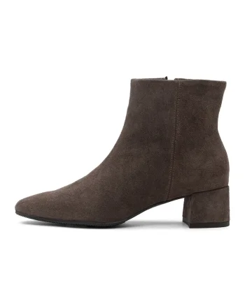 Botine de piele cu toc, Gri inchis