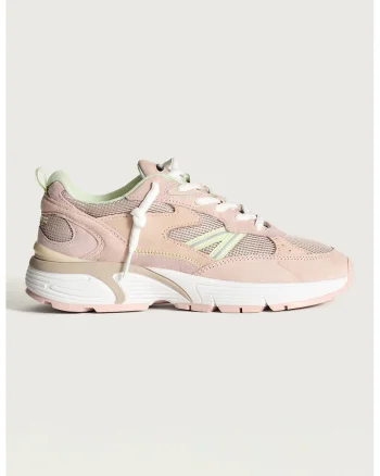 Pantofi sport din piele intoarsa si material textil Dade, Maro taupe/Piersica/Verde menta