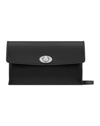 Geanta-plic din piele cu bareta detasabila, Negru