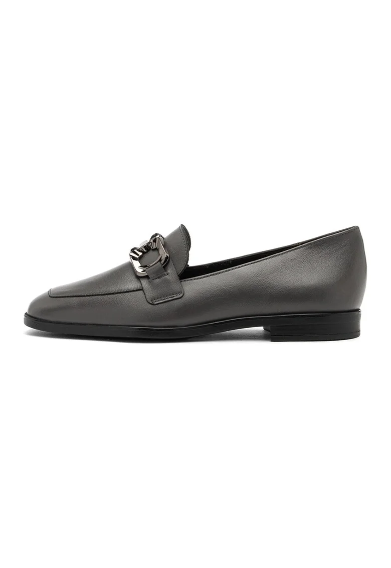 Pantofi loafer cu accesoriu decorativ, Gri inchis