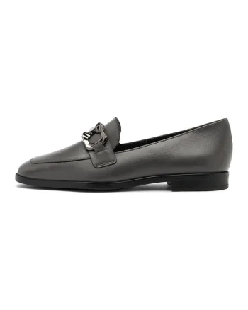 Pantofi loafer cu accesoriu decorativ, Gri inchis