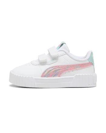 Pantofi din piele ecologica cu velcro, Alb/Roz deschis/Verde menta