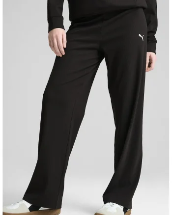 Pantaloni de trening cu croiala ampla si logo, Negru