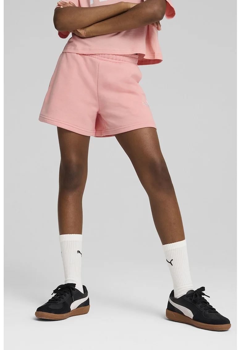Pantaloni scurti cu logo brodat Essentials, Roz pastel