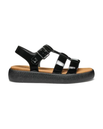 Sandale joase gladiator din piele ecologica cu platforma, Negru