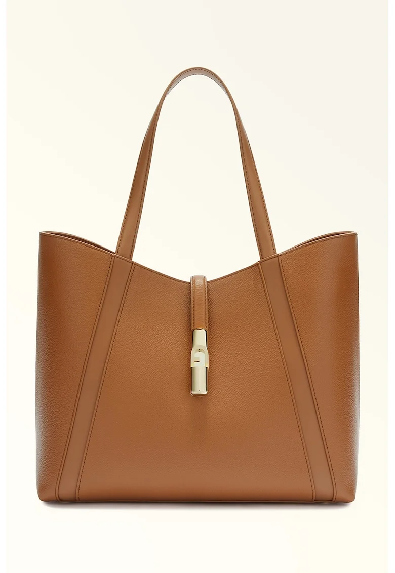 Geanta tote de piele Goccia, Caramel