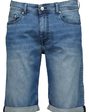Bermude de denim cu terminatie pliabila, Albastru