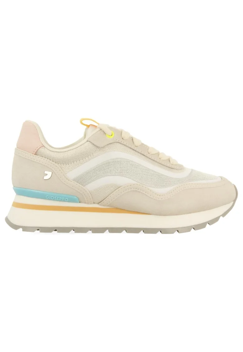 Pantofi sport din material textil cu insertii din piele intoarsa, Alb