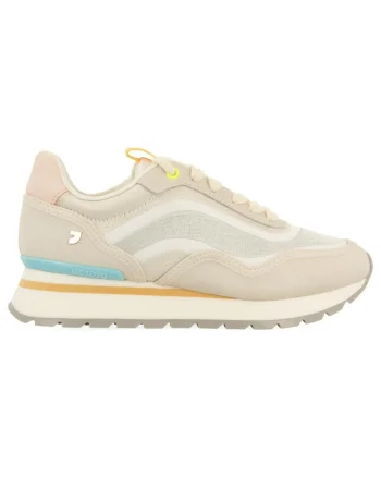 Pantofi sport din material textil cu insertii din piele intoarsa, Alb