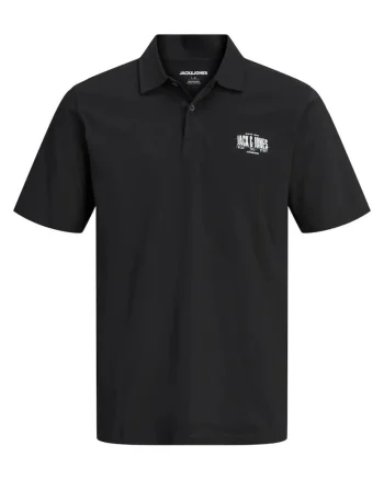 Plus Tricou polo barbati big sizes, din jerseu de bumbac, Regular Fit, Negru