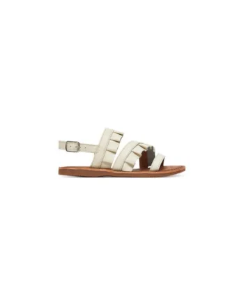 Sandale fete, J55BSB-00085,  Piele naturala, Alb, Alb
