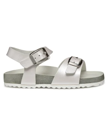 Sandale fete, J558MI-000NF,  Piele ecologica, Alb, Alb