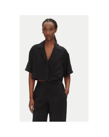 Camasa dama  53-7043, Rayon/Poliester, S-M INTL, Negru