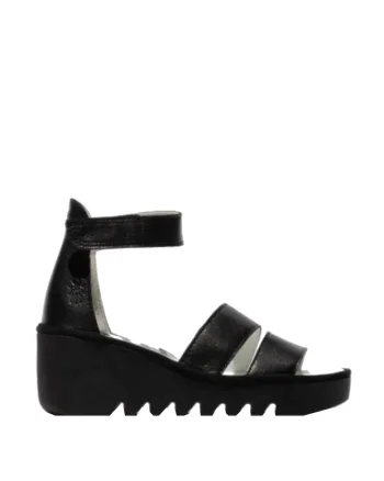 Sandale dama  BONO 290, negru, piele naturala, fixare Velcro