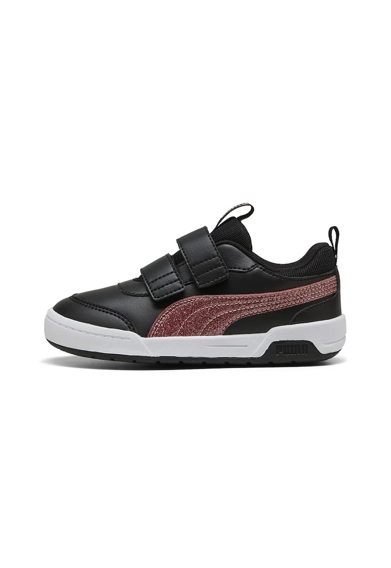 Pantofi sport din piele ecologica cu velcro multiflex 2 Glitz, Negru/Roz prafuit