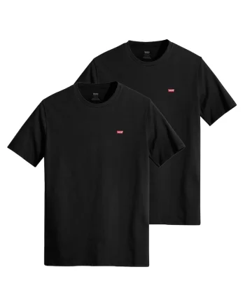 Set de tricouri din bumbac cu logo brodat discret - 2 piese, Negru