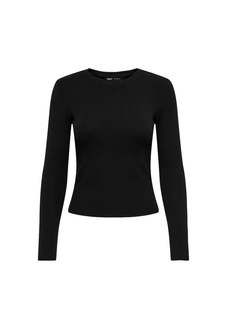 Bluza cambrata cu decolteu la baza gatului, Negru