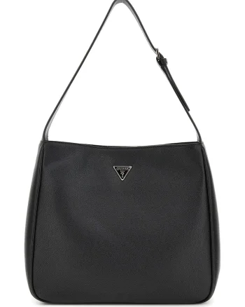 Geanta hobo de piele ecologica Fedora, Negru