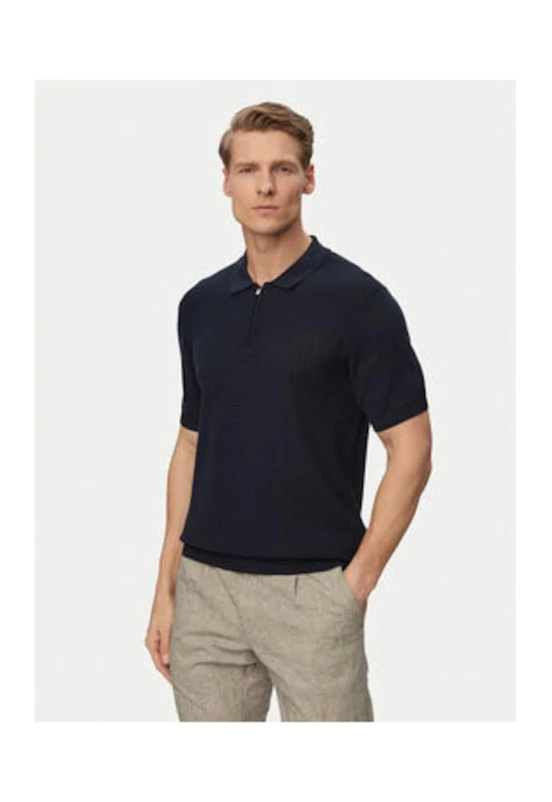 Tricou polo Barbati,  Albastru, 100% bumbac, maneca scurta