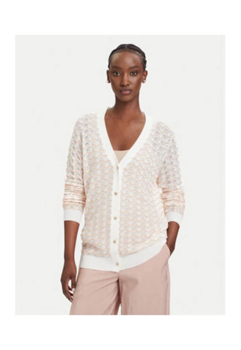 Cardigan Dama,  Bej, 100% Tencel, maneca lunga, inchidere cu nasturi
