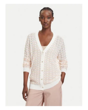 Cardigan Dama,  Bej, 100% Tencel, maneca lunga, inchidere cu nasturi