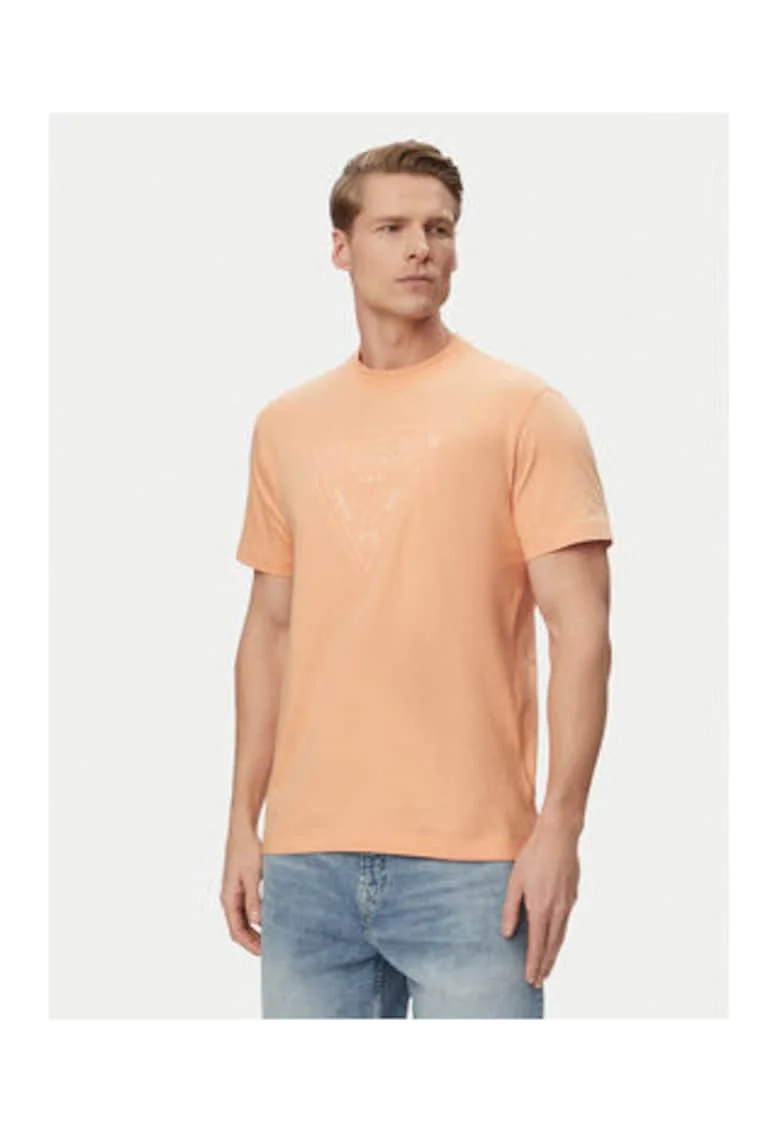Tricou barbati,  portocaliu, bumbac, croiala regular fit