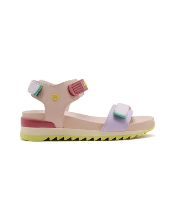 Sandale din piele ecologica cu inchidere velcro, Alb fildes