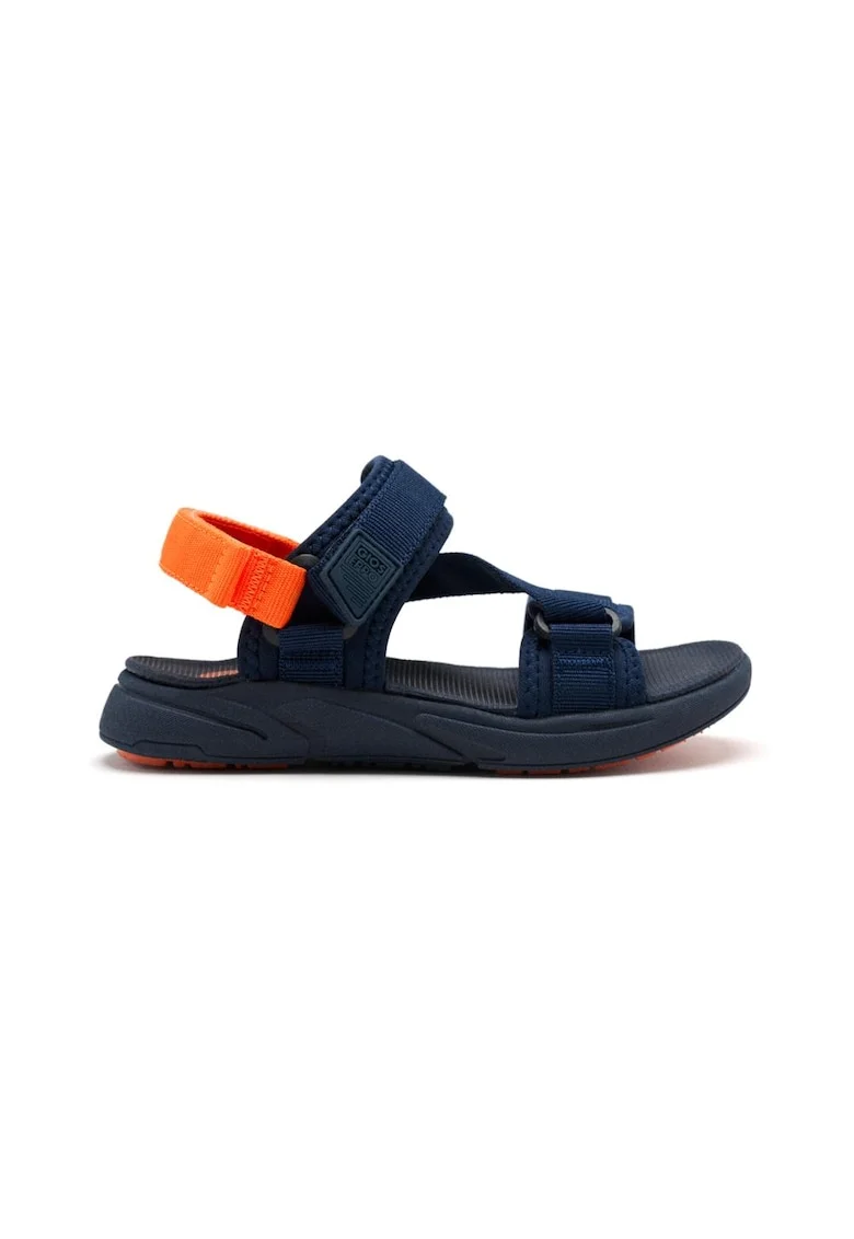 Sandale cu talpa plata si inchidere velcro, Albastru royal/Bleumarin