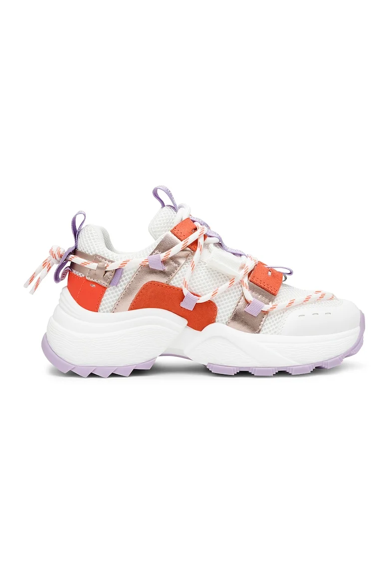 Pantofi sport masivi cu garnituri de plasa Tazmania, Portocaliu mandarina/Lila/Alb murdar