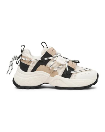 Pantofi sport masivi cu garnituri de plasa Tazmania, Alb fildes/Negru/Bej