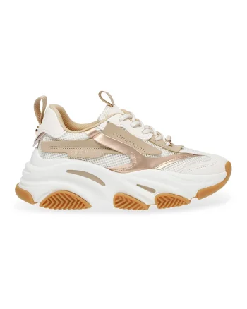 Pantofi sport cu insertii de plasa Possession-E, Bej/Alb optic
