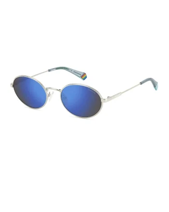Ochelari de soare rotunzi unisex cu lentile polarizate, Argintiu