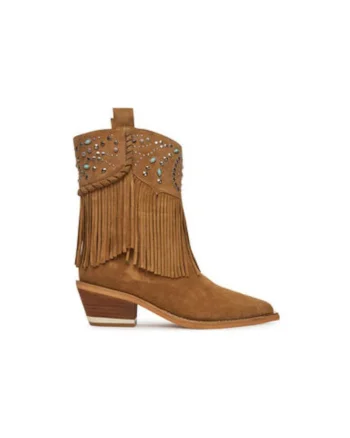 Cizme de cowboy dama  V250122, Piele naturala, Maro