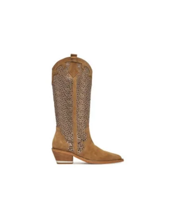 Cizme de cowboy dama  V250120, Piele naturala, Maro